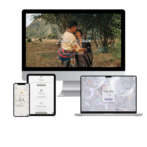 Invitación digital de La Fecha Elegida vista en computadora, tablet y celular